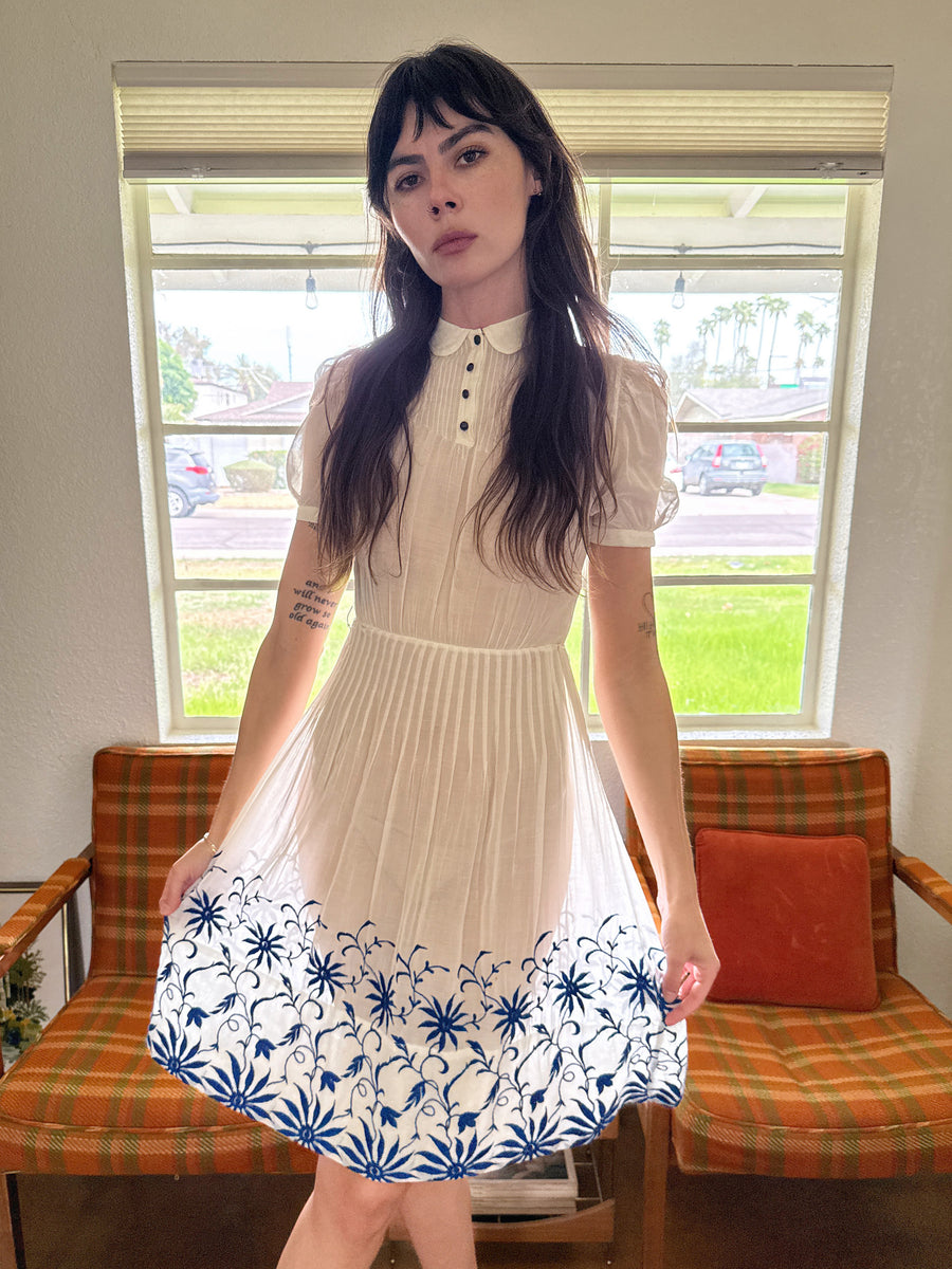 30s Embroidered Sheer Cotton Dress – Luxie Vintage