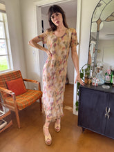 90s Muted Floral Chiffon Dress