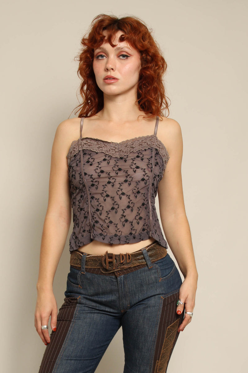 Y2K Charcoal Lace Tank Top – Luxie Vintage