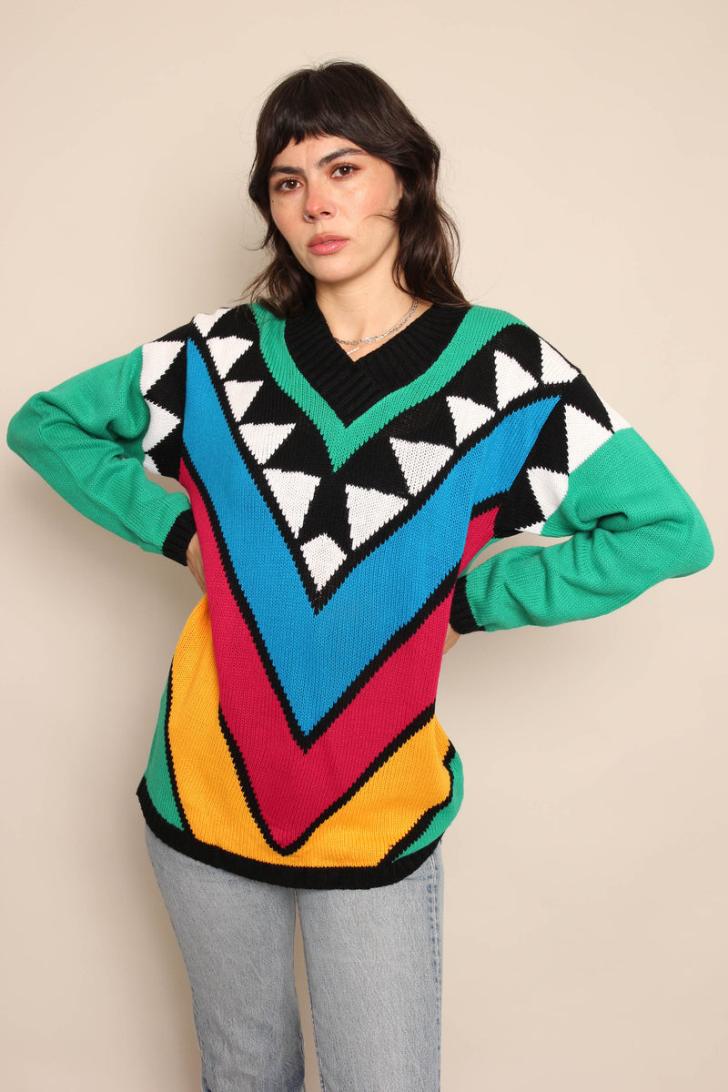 80s Bold Abstract Sweater – Luxie Vintage