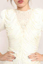 80s Ruched Lace Midi Dress