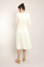 80s Ruched Lace Midi Dress