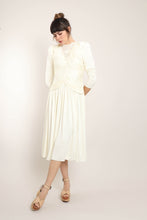 80s Ruched Lace Midi Dress