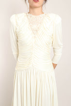 80s Ruched Lace Midi Dress