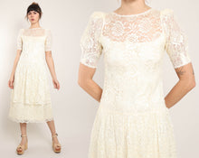 80s Tiered Lace Midi Dress