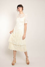 80s Tiered Lace Midi Dress