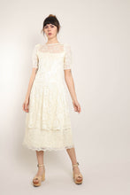 80s Tiered Lace Midi Dress