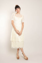 80s Tiered Lace Midi Dress