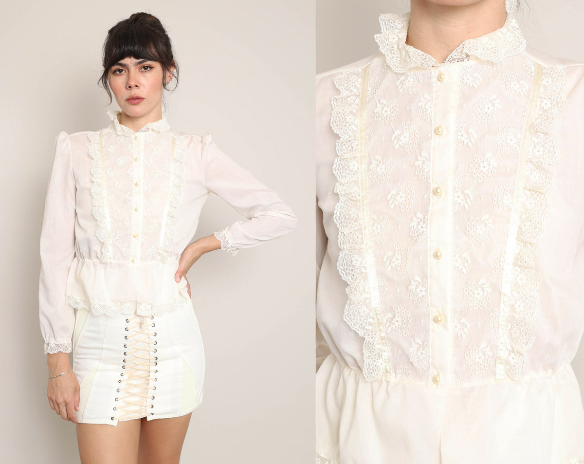 70s Victorian Lace Shirt – Luxie Vintage