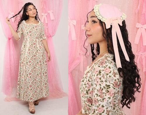 ❤️ 70s Floral Prairie Dress With Hat
