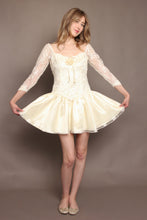 80s Rosette Wedding Mini Dress