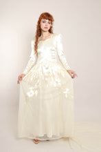40s Satin Appliqué Dress With Train