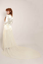 40s Satin Appliqué Dress With Train