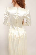 40s Satin Appliqué Dress With Train