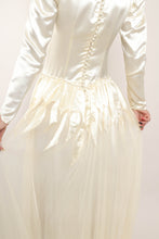 40s Satin Appliqué Dress With Train
