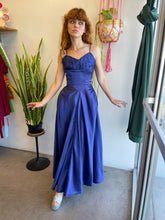 50s Blue Satin Gown