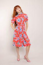 80s Red Floral Dress