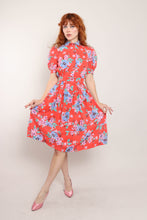 80s Red Floral Dress