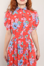 80s Red Floral Dress