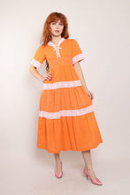70s Orange Prairie Dress