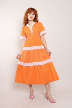 70s Orange Prairie Dress