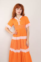 70s Orange Prairie Dress