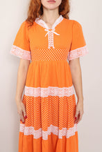 70s Orange Prairie Dress