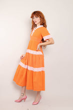 70s Orange Prairie Dress