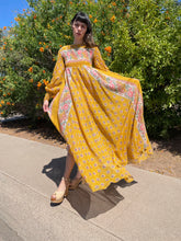 70s Smocked Floral Maxi Dress