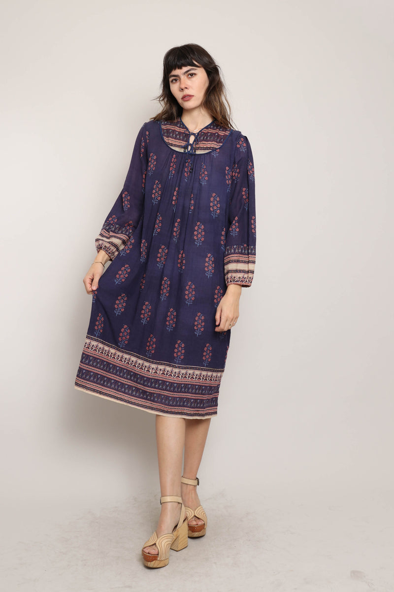 70s Purple Cotton Dress – Luxie Vintage