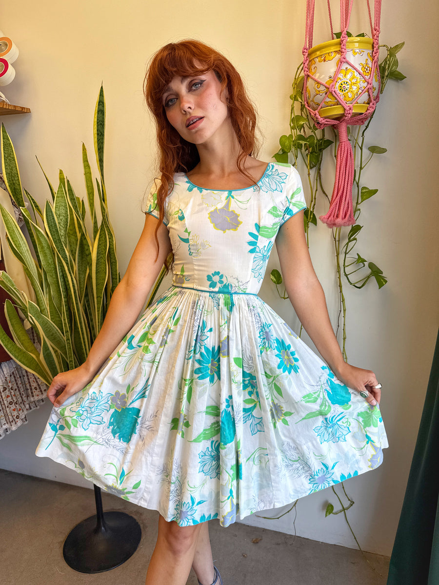 50s Floral Cotton Dress – Luxie Vintage