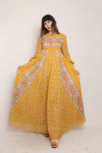 70s Smocked Floral Maxi Dress