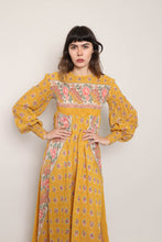 70s Smocked Floral Maxi Dress