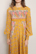 70s Smocked Floral Maxi Dress