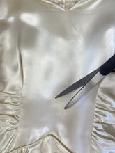 40s Satin Appliqué Dress With Train