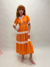 70s Orange Prairie Dress