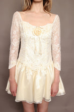 80s Rosette Wedding Mini Dress