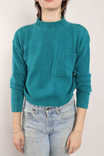 80s Teal Pocket Sweater