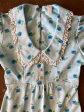 70s Blue Floral Mini Dress - XS/S