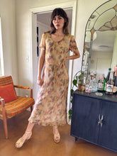 90s Muted Floral Chiffon Dress