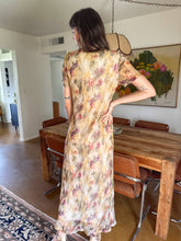 90s Muted Floral Chiffon Dress