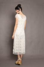 90s Silk Lace & Ribbon Trim Dress