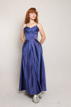 50s Blue Satin Gown