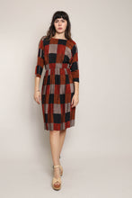 80s Copper & Rust Checkered Dress