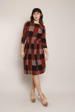 80s Copper & Rust Checkered Dress