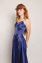 50s Blue Satin Gown