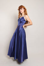 50s Blue Satin Gown