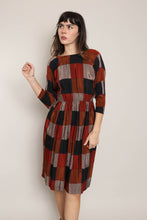 80s Copper & Rust Checkered Dress