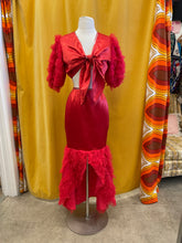 80s Red Satin Chiffon Set