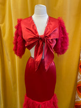 80s Red Satin Chiffon Set